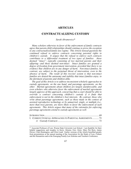 Articles Contractualizing Custody