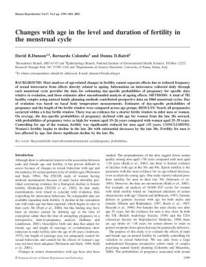 Changes with Age in the Level and Duration of Fertility in the Menstrual Cycle