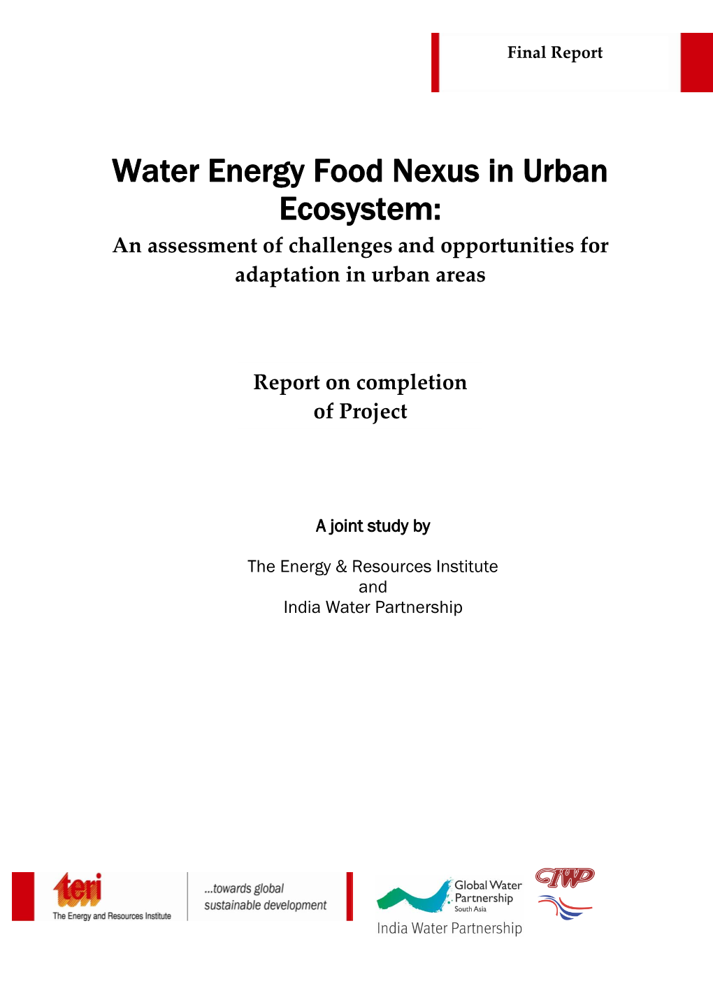 Water Energy Food Nexus in Urban Ecosystem