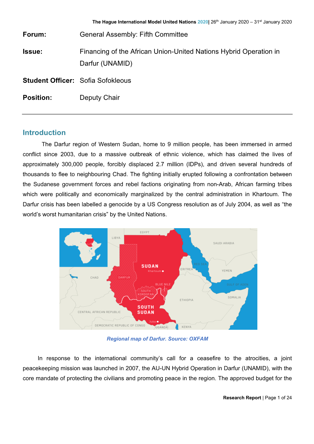 Financing of the African Union-United Nations Hybrid Operation in Darfur (UNAMID)