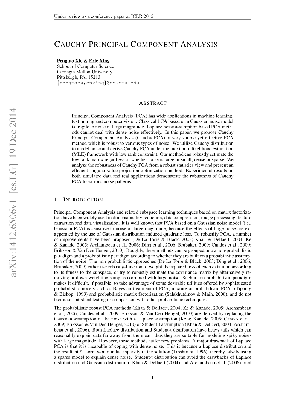 Cauchy Principal Component Analysis