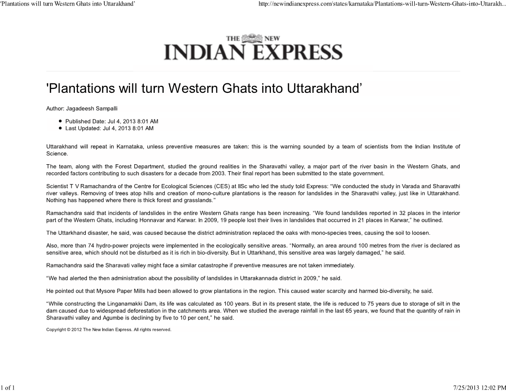 'Plantations Will Turn Western Ghats Into Uttarakhand'