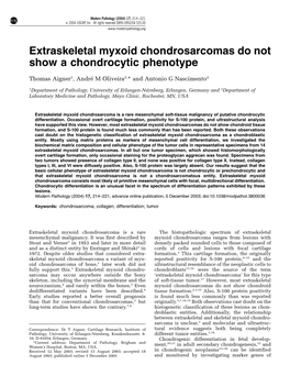 Extraskeletal Myxoid Chondrosarcomas Do Not Show a Chondrocytic Phenotype