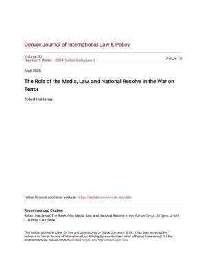 The Role of the Media, Law, and National Resolve in the War on Terror
