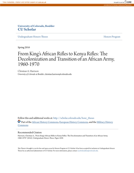 From King's African Rifles to Kenya Rifles
