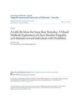 A Little Bit More the Same Than Yesterday: a Mixed Methods Exploration of Choir Member Empathy and Attitudes Toward Individuals