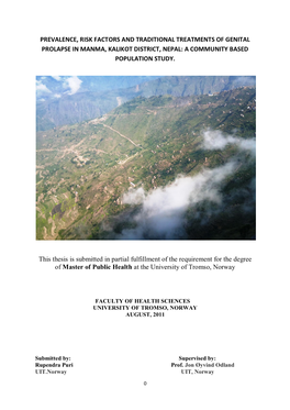 Prevalence, Risk Factors and Traditional Treatments of Genital Prolapse in Manma, Kalikot District, Nepal: a Community Based Population Study