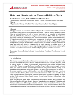 History and Historiography on Women and Politics in Nigeria