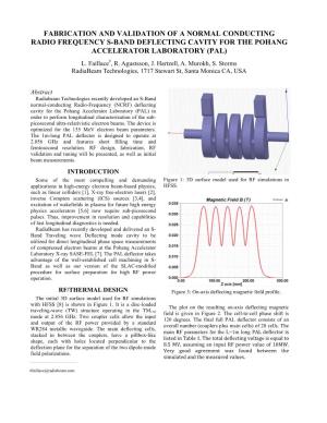 Fabrication and Validation of a Normal Conducting Radio Frequency S-Band Deflecting Cavity for the Pohang Accelerator Laboratory (Pal) L