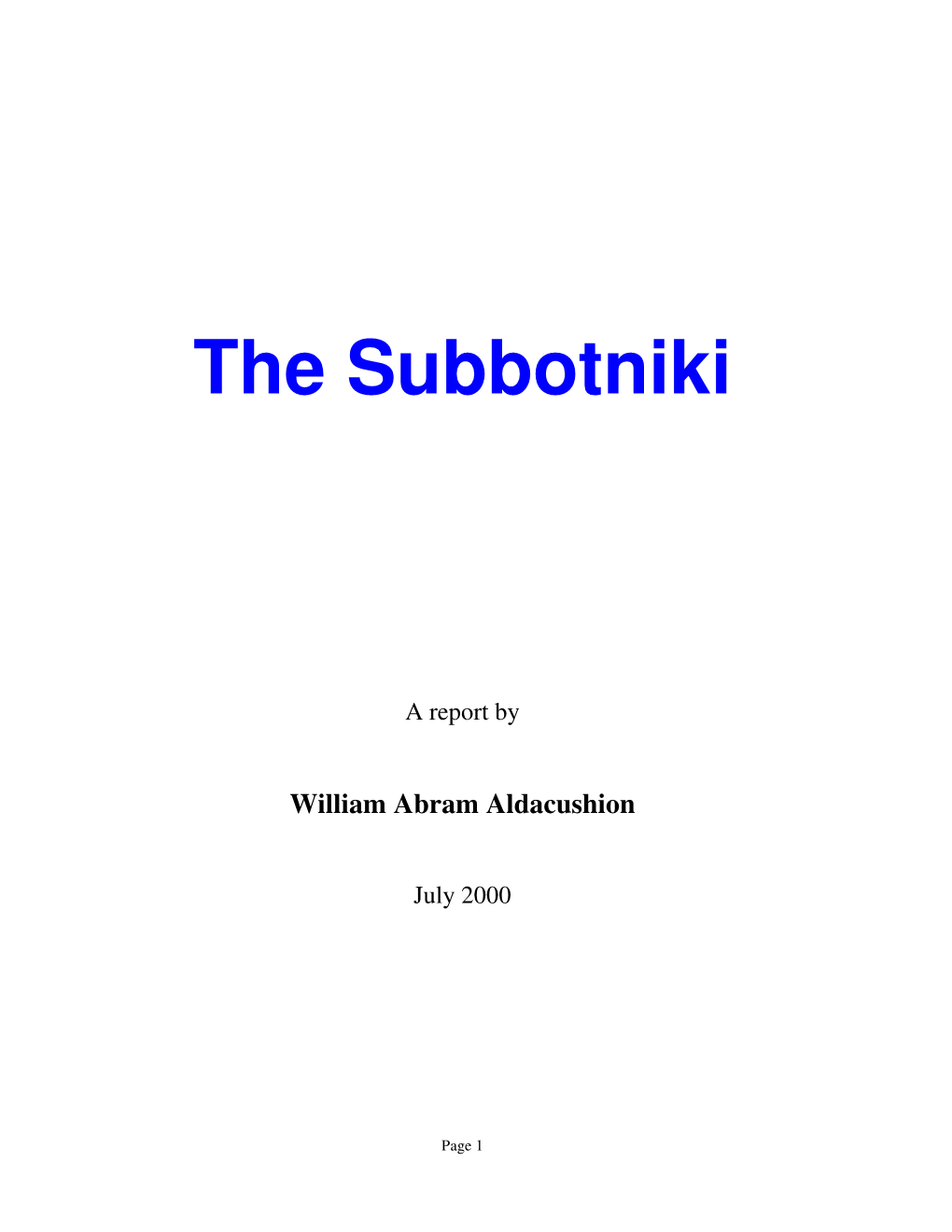 The Subbotniki