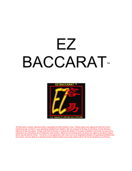 EZ Baccarat Rules