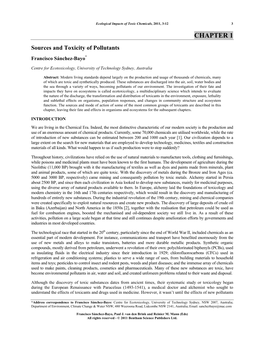 Sources and Toxicity of Pollutants Francisco Sánchez-Bayo*