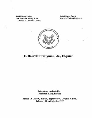 E. Barrett Prettyman, Jr., Esquire