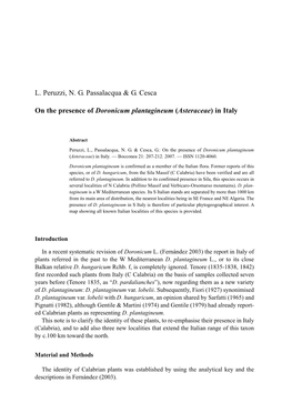 L. Peruzzi, N. G. Passalacqua & G. Cesca on the Presence Of