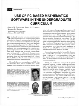 Use of Pc Based Mathematics Software in the Undergraduate Curriculum