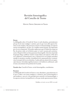 Revisión Historiográfica Del Concilio De Trento Manuel Teruel Gregorio De Tejada