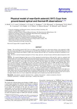 Cuyo from Ground-Based Optical and Thermal-IR Observations?,?? A
