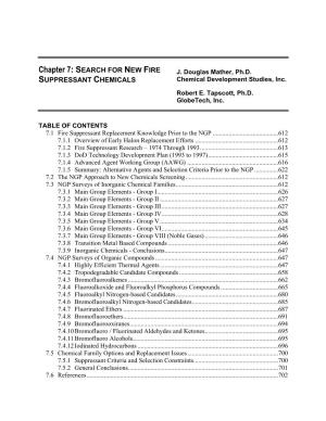 Chapter 7: Search for New Fire Suppressant Chemicals