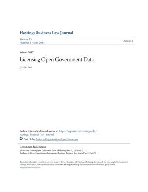 Licensing Open Government Data Jyh-An Lee