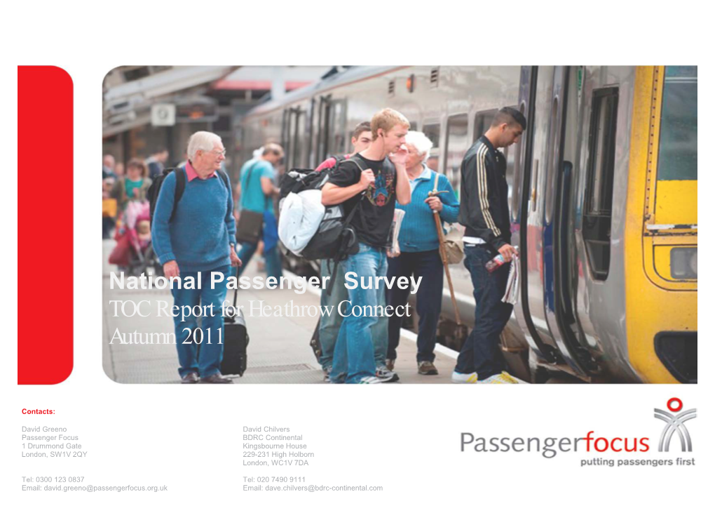 National Passenger Survey TOC Report for Heathrow Connect Autumn 2011
