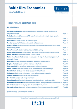Baltic Rim Economies Quarterly Review