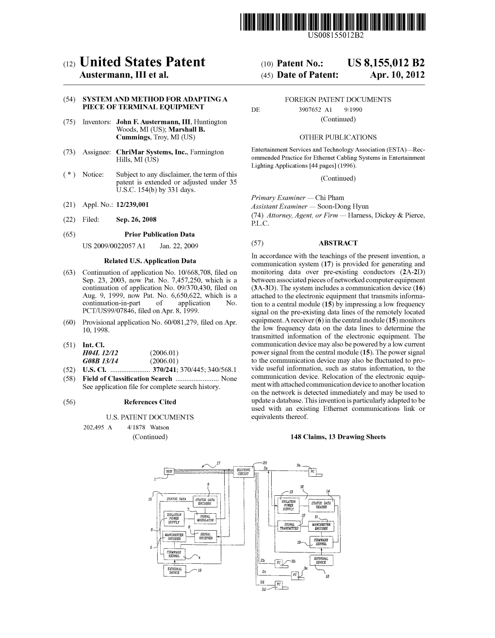 (12) United States Patent (10) Patent N0.: US 8,155,012 B2 Austermann, III Et A1