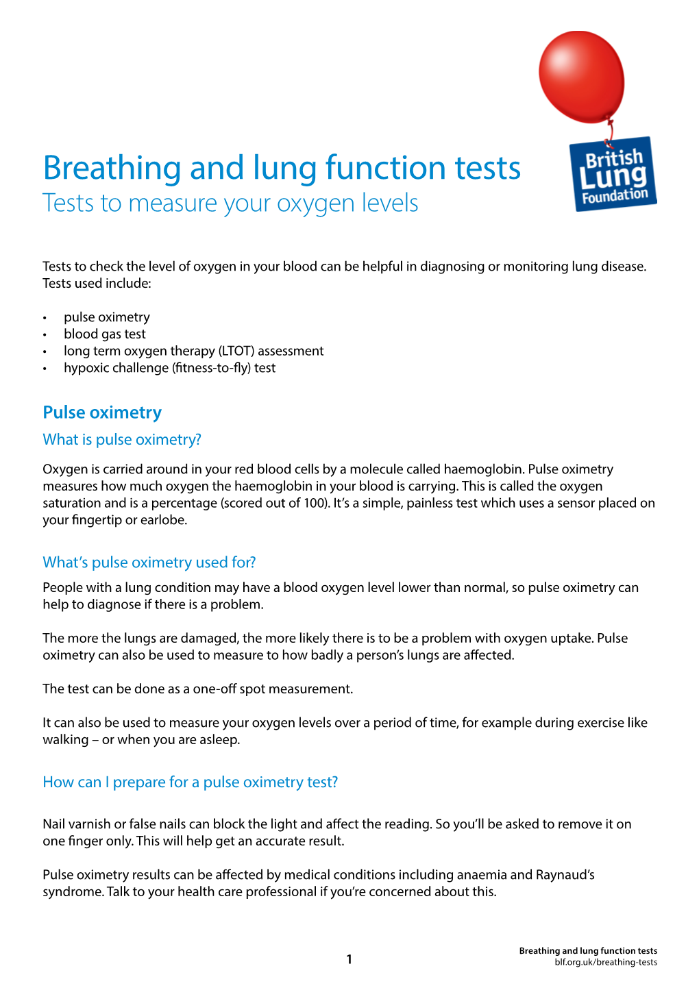 Breathing And Lung Function Tests Tests To Measure Your Oxygen Levels Docslib