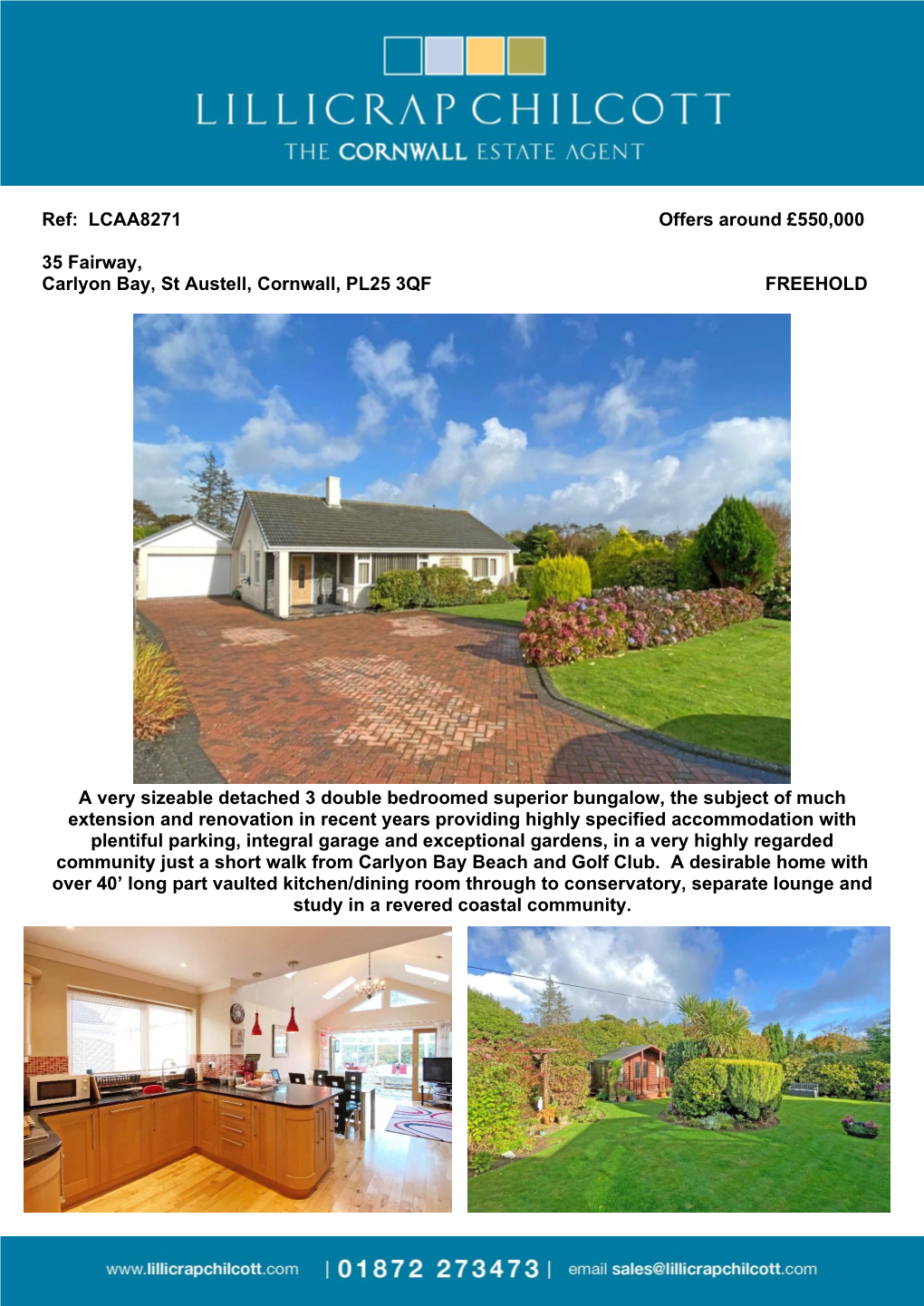 Ref: LCAA8271 Offers Around £550,000 35 Fairway, Carlyon Bay