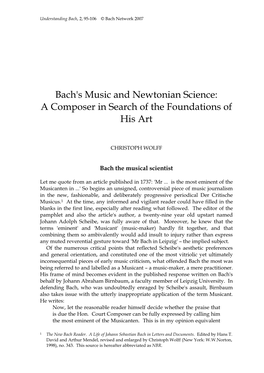 Bach's Music and Newtonian Science: a Composer in Search of the Foundations of His Art