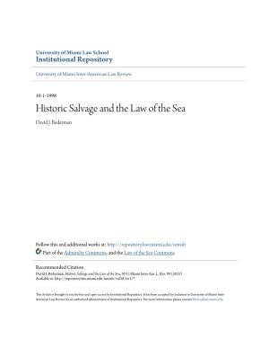 Historic Salvage and the Law of the Sea David J
