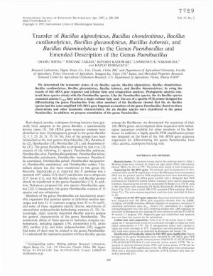 Paenibacillus and Emended Description of the Genus Paenibacillus OSAMU SHIDA,H HIROAKI TAKAGI,L KIYOSHI KADOWAKI,L LAWRE CE K