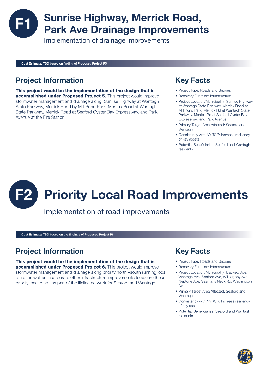 Implementation of Road Improvements Key Facts Key Facts Project Information Project Information