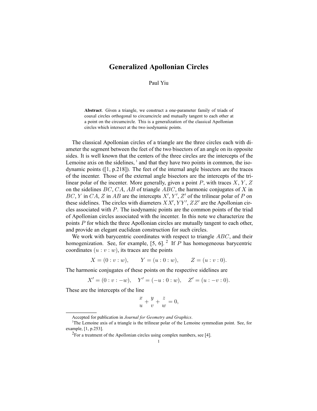 Generalized Apollonian Circles