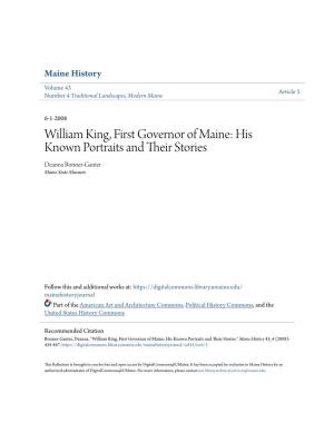 William King, First Governor of Maine: His Known Portraits and Their Stories