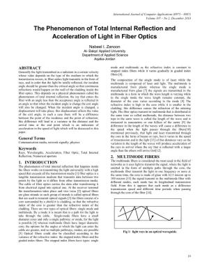 The Phenomenon of Total Internal Reflection and Acceleration of Light in Fiber Optics