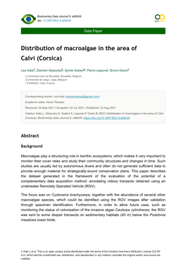 Distribution of Macroalgae in the Area of Calvi (Corsica)