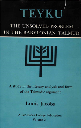 Teyku Teyku the Unsolved Problem in the Babylonian Talmud