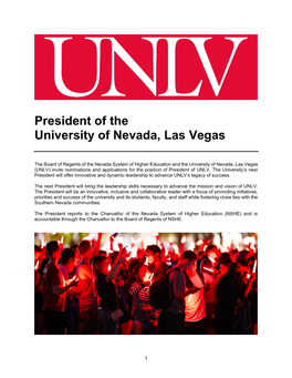 President of the University of Nevada, Las Vegas