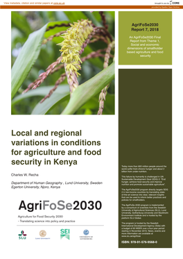Local and Regional Variations in Conditions for Agriculture and Food