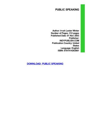 Public Speaking Pdf Free Download
