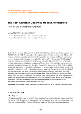 The Roof Garden in Japanese Modern Architecture