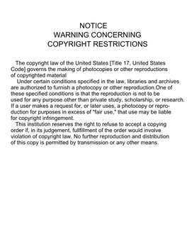 Notice Warning Concerning Copyright Restrictions