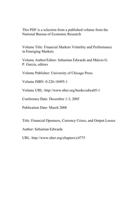 Financial Openness, Currency Crises, and Output Losses