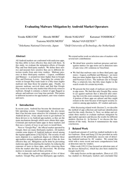 Evaluating Malware Mitigation by Android Market Operators