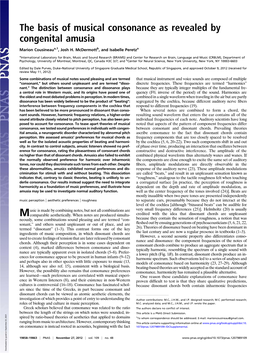 The Basis of Musical Consonance As Revealed by Congenital Amusia