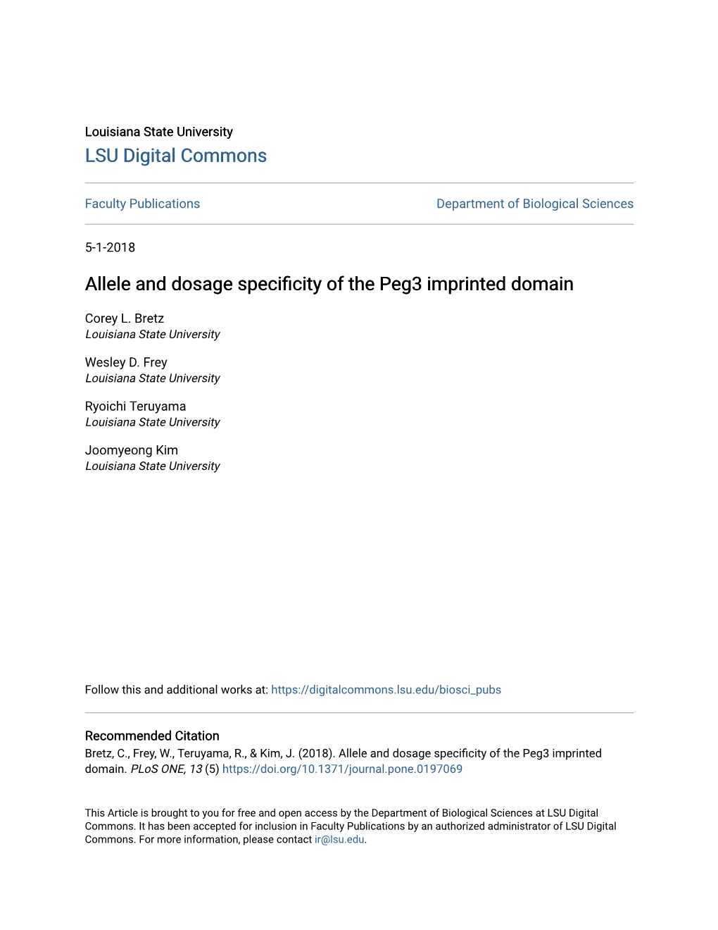 Allele and Dosage Specificity of the Peg3 Imprinted Domain