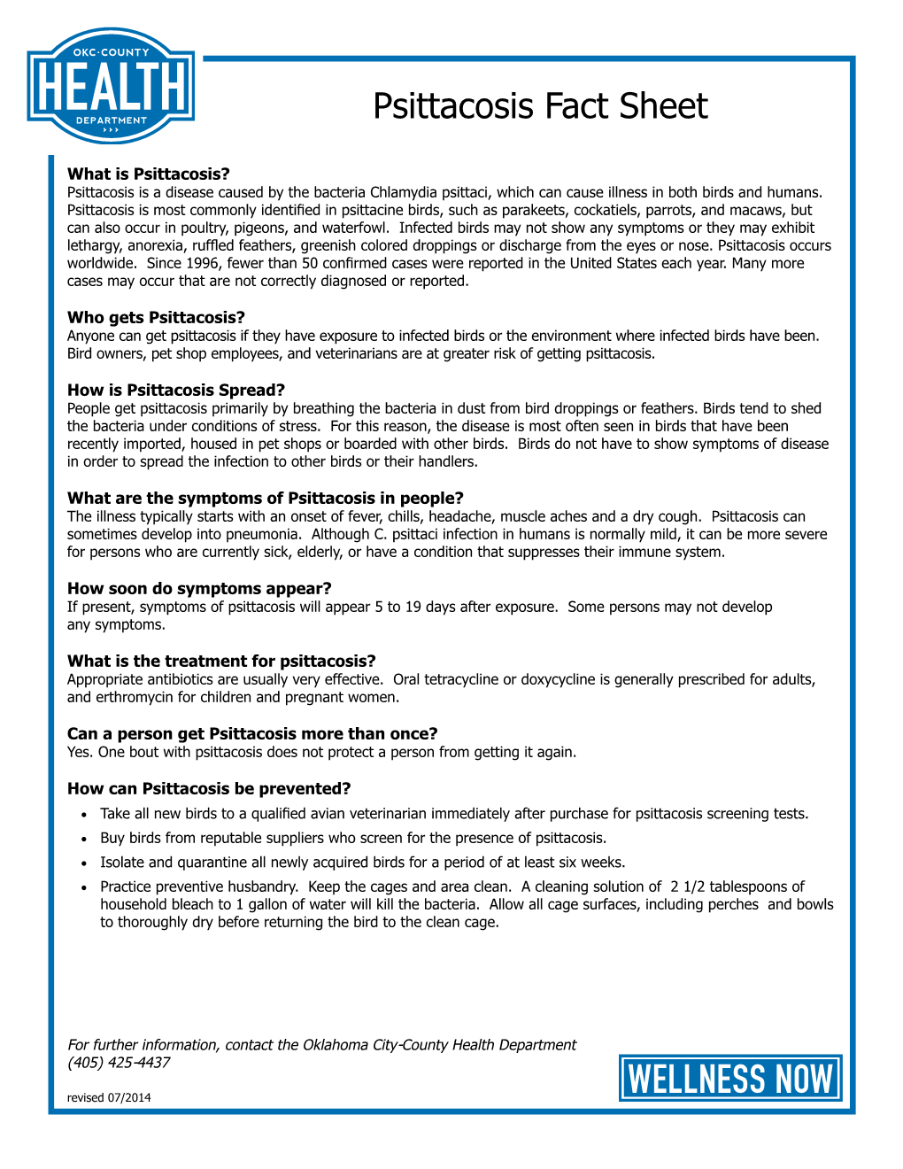 Psittacosis Fact Sheet