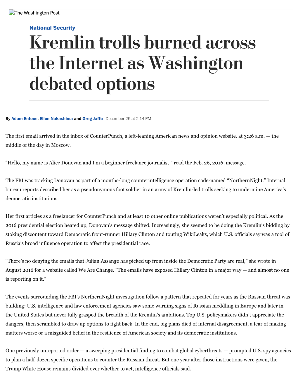 Kremlin Trolls Burned Across the Internet As Washington Debated Options