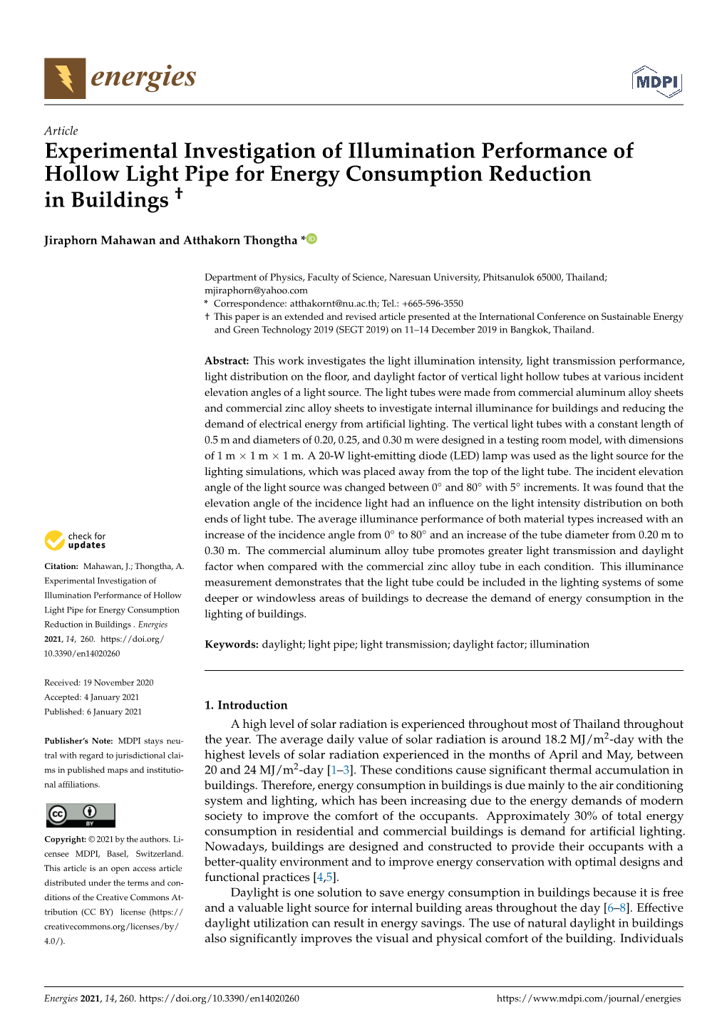 Experimental Investigation of Illumination Performance of Hollow Light Pipe for Energy Consumption Reductionin Buildings