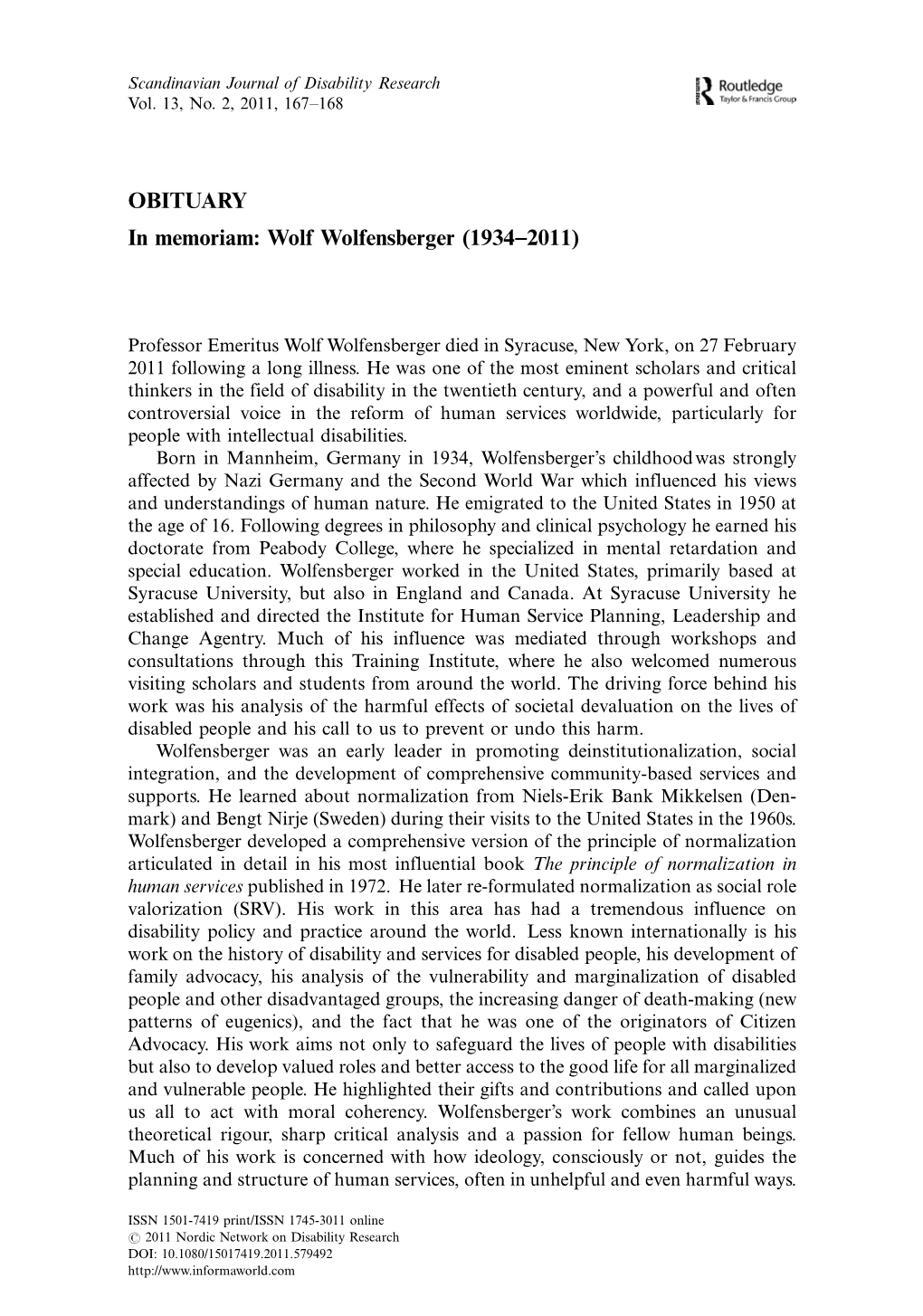 Wolf Wolfensberger (1934Á2011)
